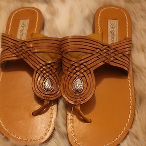 Brighton Brown Leather Sandals with Silver Accents